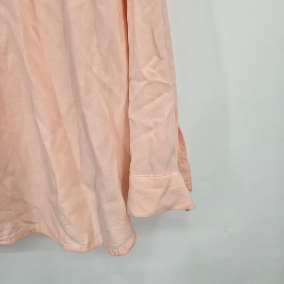 LOFT Womens Peach Rayon Roll Tab Sleeve Button Henley Blouse Top Size XL - Picture 5 of 11